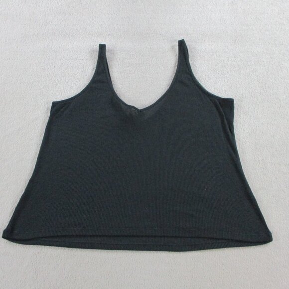 SKIMS Sheer Cotton Rib V Neck Tank Womens XL Soot Black Cropped Top NWT NEW - Picture 3 of 9